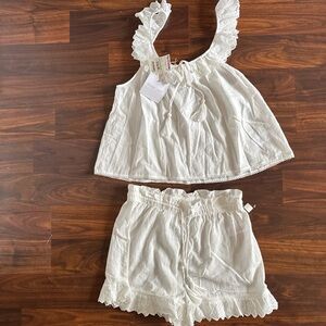 White Ruffled Top and Shorts Set